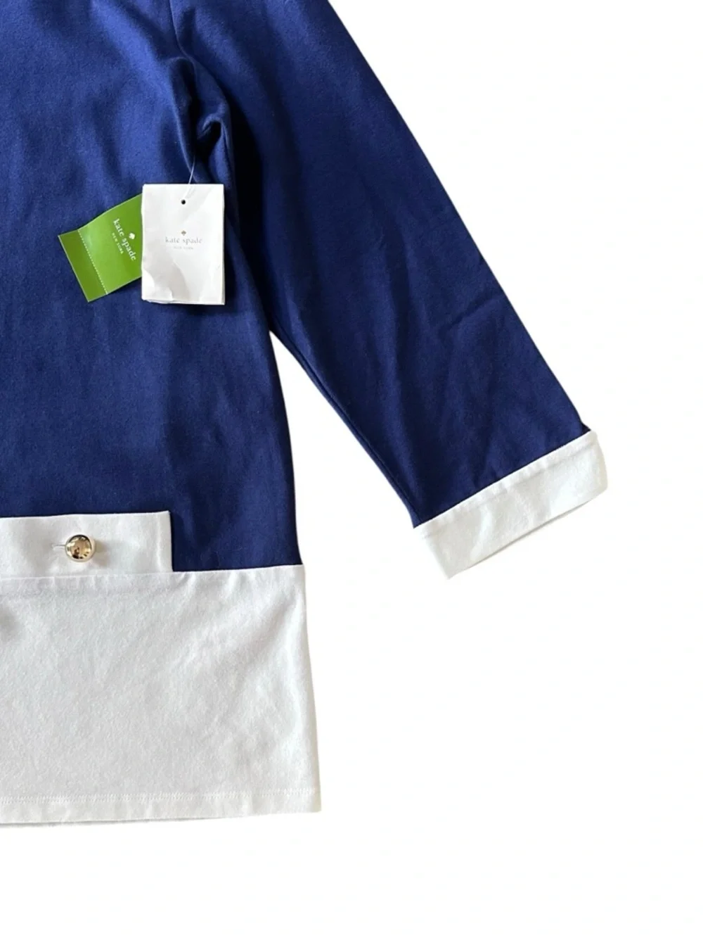 NWT Kate Spade Mazie Boatneck Top Nautical Navy White Size XL